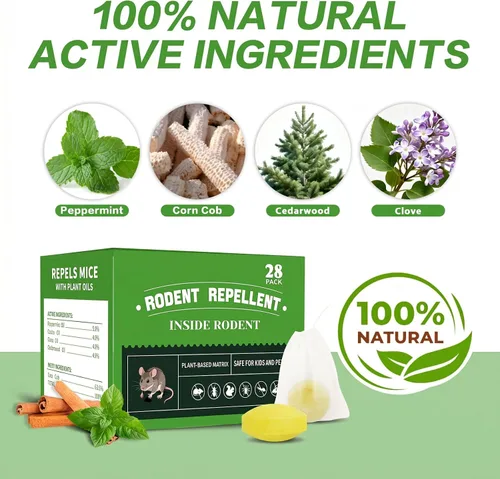Vista 2 de Pastillas repelentes de ratones, repelente de roedores y ratones de aceite
