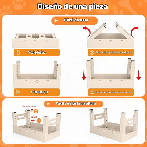 Vista 6 de LAKIPETN Tazones elevados para perros con 2 cuencos de acero inoxidable, soporte elevado para comida para perros, 5 alturas ajustables