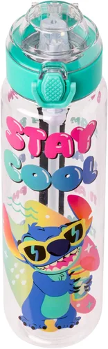 Vista 5 de Silver Buffalo Disney Lilo y Stitch Botella de agua con rastreador de hidratación Stay Cool Schedule, de plástico, con tapa de cierre, correa