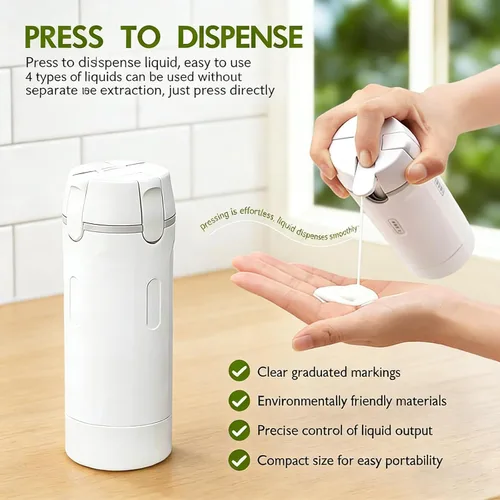 Vista 3 de Dispensador de viaje 4 en 1, botellas de viaje portátiles de 1.0 fl oz para artículos de tocador, a prueba de fugas, recipientes de tamaño de viaje