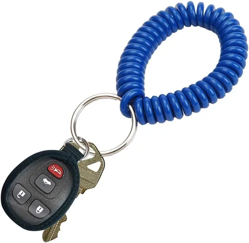 Vista 27 de Lucky Line - Resorte de muñeca en espiral de 2 pulgadas de diámetro con llavero de acero, multicolor, pulsera flexible para muñeca, se estira hasta