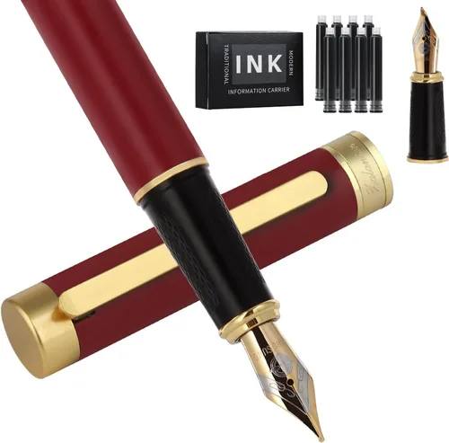Vista 8 de Pluma estilográfica, pluma de lujo, bonito regalo de bolígrafo, cobre puro, sensación pesada, bolígrafo ejecutivo de oficina, bolígrafos de Negro