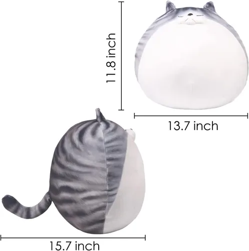 Vista 2 de ARELUX Almohada de felpa de gato gordito de 11.8 pulgadas de alto, lindo gatito gordo de peluche, adorable almohada para abrazar, peluche de anime