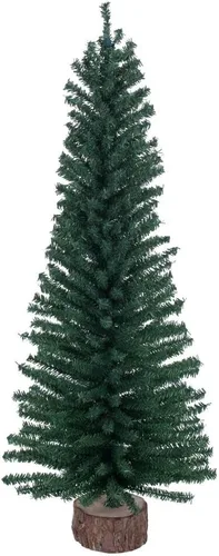 Vista 6 de Vickerman - Árbol artificial de Navidad de pino mini de 12 pulgadas, sin luz, decoración de mesa para interiores estacional con base de madera Verde