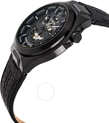 Vista 2 de Bulova Maquina - Reloj automático de acero inoxidable con correa de piel color negro 25 modelo 98A238