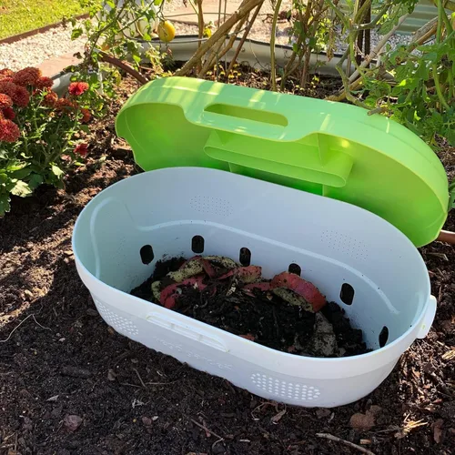 Vista 4 de Vego Garden Compostador de gusano en el suelo, contenedor de compostaje para granja al aire libre, 8 galones, sistema de compostaje sin BPA para Lima