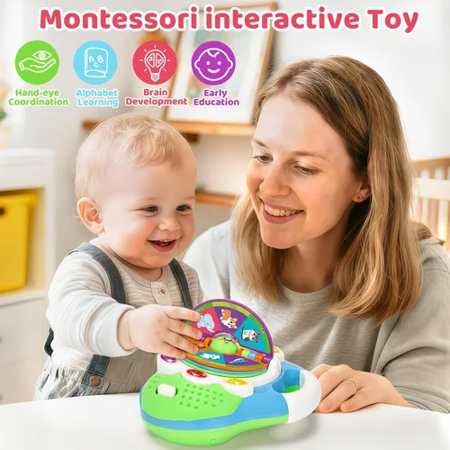 Vista 4 de KIZZYEA Juguetes de aprendizaje Montessori para niños y niñas de 1, 2, 3 años, juguete musical de alfabeto para niños pequeños, juguetes educativos