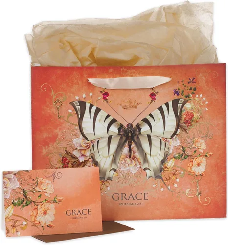 Vista 32 de Christian Art Gifts Bolsa de regalo grande de las Escrituras de Paisaje con tarjeta de felicitación y juego de papel de seda para niños: cada