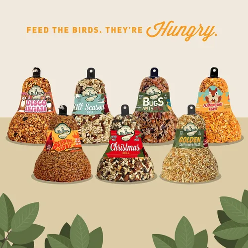 Vista 5 de Mr. Bird Paquete de 6 campanas de semillas de aves silvestres Golden Safflower Feast de 10 onzas