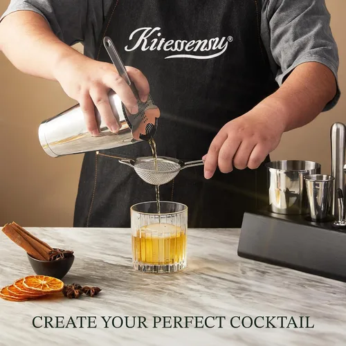 Vista 4 de KITESSENSU Boston Shaker Set Mixology Bartender Kit Kit de coctelera premium con soporte Accesorios profesionales para herramientas de bar