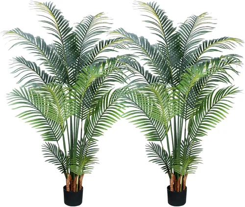 Vista 10 de Yepdin Planta artificial de palma tropical – Árbol artificial de 5 pies con maceta de plástico para oficina y decoración del hogar, plantas altas