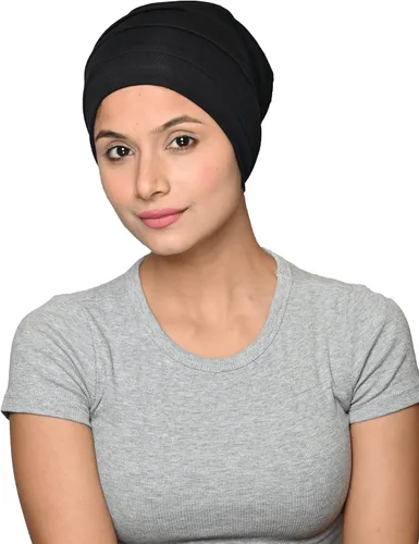 Vista 2 de SAKUCHI Gorro de bambú suave y sedoso de quimioterapia para mujer, para pérdida de cabello, turbante para quimioterapia