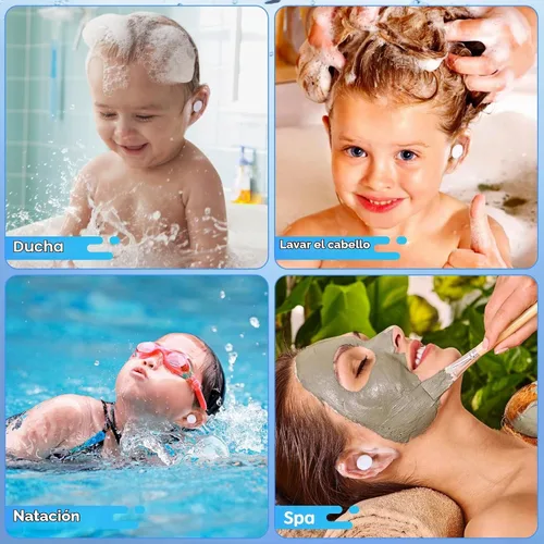 Vista 7 de 120 unidades de parches de oído impermeables desechables, cubiertas de oído para bebés para natación, protectores de oído para la ducha, con algodón