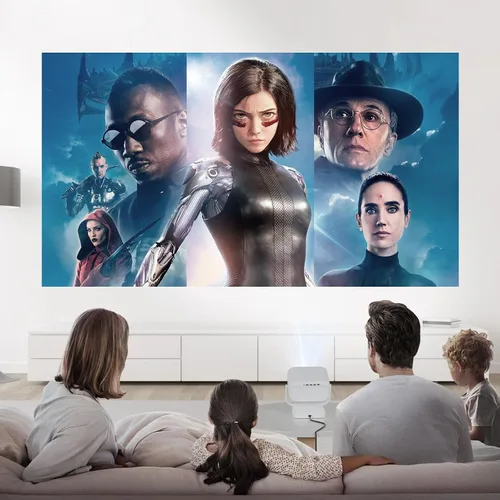 Vista 5 de Proyector WiFi Bluetooth portátil, Mini Proyector Inteligente Compatible con 4K con Soporte de 360°, Proyector de Cine en Casa HD 1080P para Uso