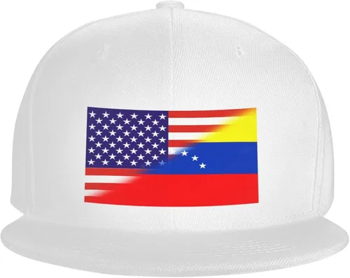 Vista 3 de Gorra de béisbol con bandera de Venezuela americana combinada para hombres y mujeres, sombreros de camionero ajustables vintage lavados para papá