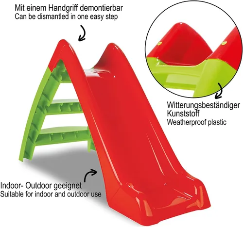 Vista 4 de Jamara 460265 - Tobogán infantil Happy Slide - Adecuado para interiores y exteriores, tamaño práctico, fácil montaje