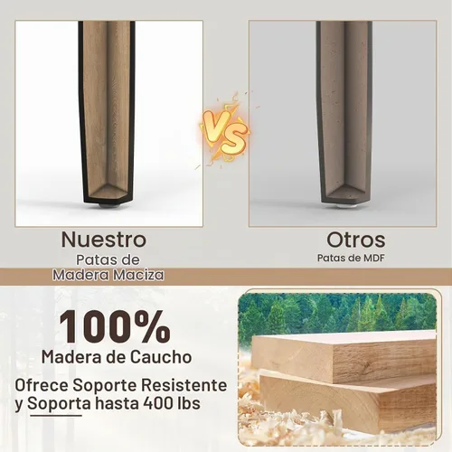 Vista 6 de ERGOMASTER Juego de 4 sillas de comedor de madera, sillas de cocina de madera sin brazos con respaldo, sillas laterales de restaurante para estudio