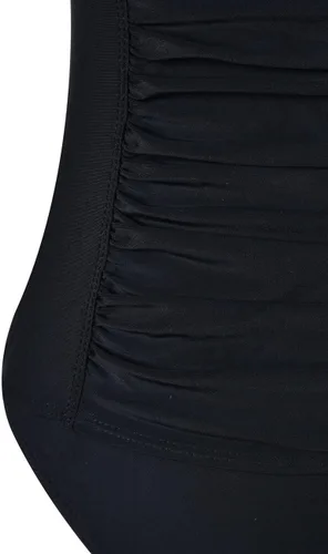 Vista 6 de Firpearl. Traje de baño negro de una pieza para mujer, traje de baño drapeado con control de abdomen.