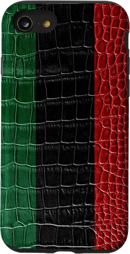 Vista 18 de iPhone 16 Pan African Flag Patriotic Crocodile Skin Print Pride Case