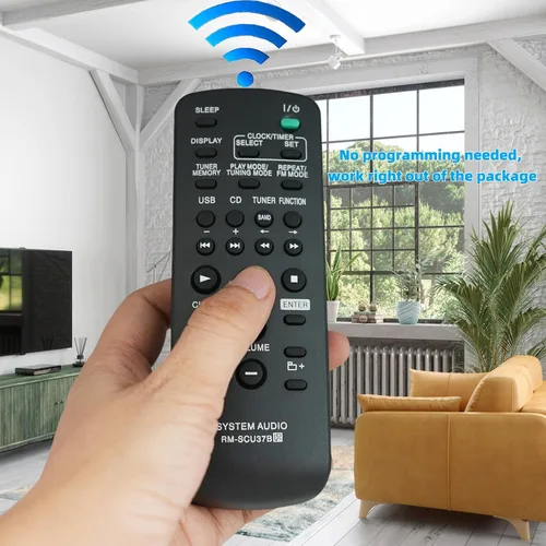 Vista 2 de Mando a Distancia de Repuesto RMSCU37B Compatible para Sony LBT-SH2000 RM-SCU37 CMT-FX205 CMT-FX200 MHC-EX700 MHC-EX600 Mini HI-FI Component System