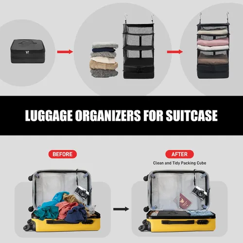 Vista 3 de Twira Bolsas portátiles para estantes de viaje, organizador de maleta, cubos de embalaje para viajes, inserto de armario de mano, bolsas de viaje
