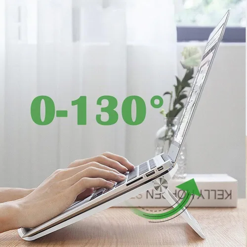 Vista 4 de Soporte para computadora portátil estable plegable ajustable multiángulo para computadora de escritorio con ventilación para Mackbook, Lenovo, Dell