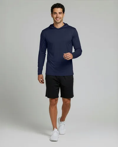 Vista 4 de Paquete de 3 Sudadera con capucha deportiva para hombre de ajuste seco con absorción de humedad y manga larga