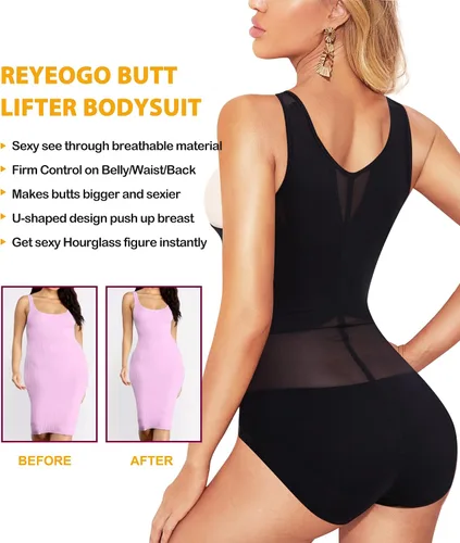 Vista 3 de REYEOGO Body moldeador para mujer, con control de abdomen, levantador de glúteos, cintura alta, moldeador de estómago, faja adelgazante