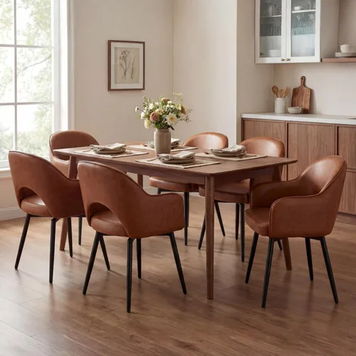 Vista 16 de HEAH-YO Juego de 2 sillas decorativas giratorias modernas, sillas de comedor de piel sintética con reposabrazos y patas de metal negro, sillas