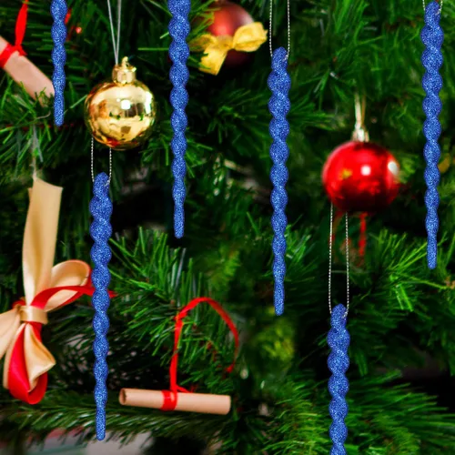 Vista 8 de 30 piezas de carámbanos de plástico trenzados para árbol de Navidad; adornos colgantes para árbol de Navidad, fiesta de Navidad, boda, fiesta