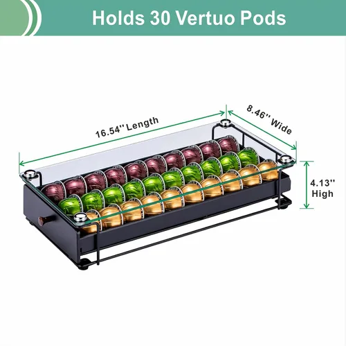Vista 2 de ZCDCP Nespresso Vertuo - Soporte para cápsulas de café, cajón, color negro, 30 cápsulas