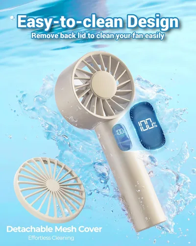 Vista 4 de FrSara Mini ventilador portátil de mano, pequeño ventilador personal recargable, artículos esenciales de viaje de verano con 6 velocidades, 3000