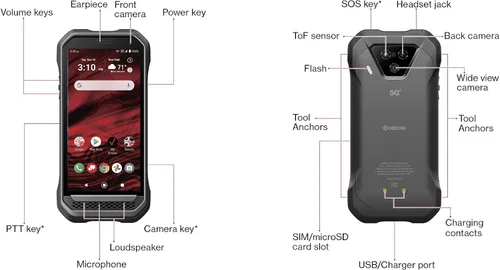Vista 6 de Kyocera DuraForce Ultra 5G UW E7110 Smartphone 5G ultra resistente para uso en la red de banda ancha de Verizon