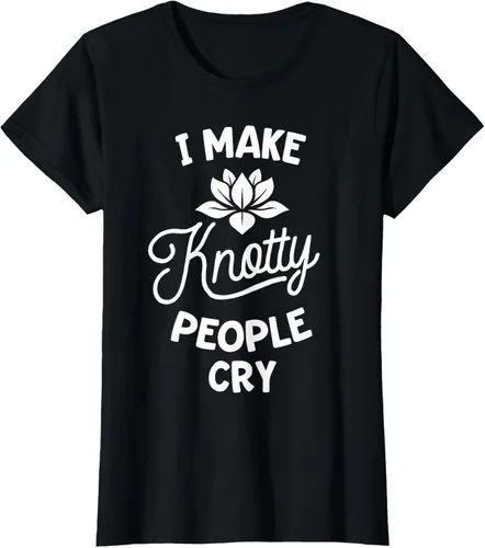 Vista 47 de Camiseta divertida de terapia de masaje I Make Knotty People Cry, Negro, S