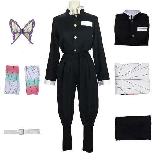 Vista 4 de Disfraz de Kochou Shinobu para cosplay de Shinobu conjunto completo de cosplay
