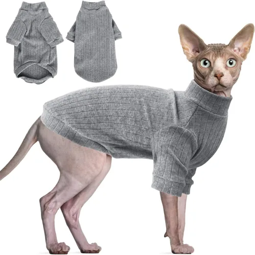 Vista 11 de Idepet Sphynx Suéter Camisa para Gatos sin Pelo Gatitos Ropa Suave para Cachorros Pullover Pijamas Lindas para Gatos Mono de Algodón Vestimenta