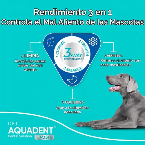 Vista 4 de Virbac C.E.T. Aquadent Solución Dental para Perros y Gatos (8.5 fl oz) VOHC approved for dogs, pet dental care, liquid pet breath freshener
