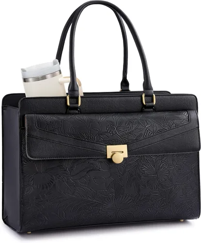 Vista 12 de LOVEVOOK Bolso de lona para laptop para mujer - Bolso de trabajo vintage de cuero PU, bolso de negocios para maestra resistente al agua