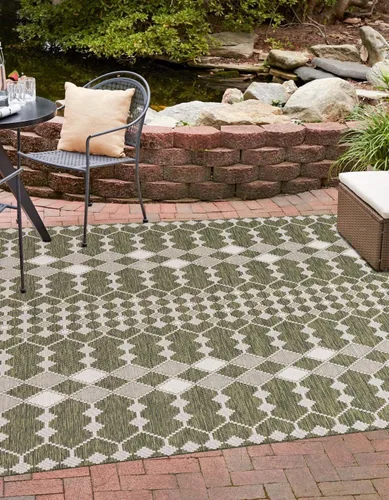 Vista 31 de Unique Loom Outdoor Trellis Collection - Alfombra de área - Traliccio (2 pies 2 pulgadas x 3 pies 1 pulgada, rectangular, carbón/marfil)