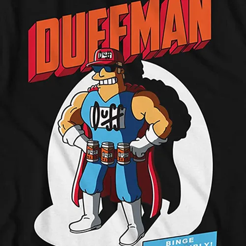 Vista 2 de The Simpsons Duffman Shirt - Camiseta gráfica con logotipo de Duffman Krusty Burger