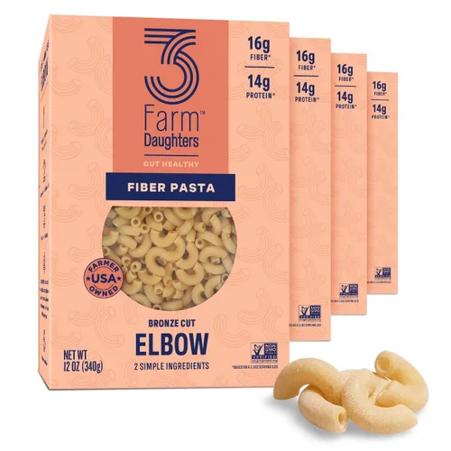 Vista 10 de Three Farm Daughters High Fiber Elbow Macaroni Pasta Pack, Low GI, Non GMO Elbow Pasta Noodles, Low Net Carb, Made in the USA, 12 oz. (2 Pack)