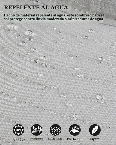 Vista 4 de GADIEMKENSD Sombrero de cubo UPF 50+, transpirable y de secado rápido, correa resistente al viento, unisex para actividades al aire libre Gris
