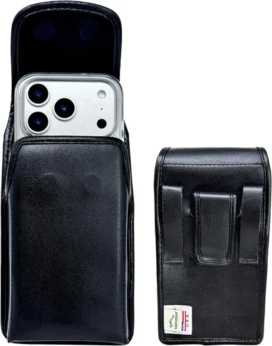 Vista 12 de Turtleback Soporte para cinturón para iPhone 17 Pro y 17Air, pequeño se adapta con fundas delgadas MagSafe o TechWave, funda horizontal de cuero