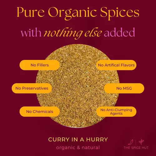 Vista 3 de Spice Hut - Condimento orgánico en polvo de curry a prisa por Spice Hut, sin sal, explosión de sabor indio para cualquier plato, especias masala