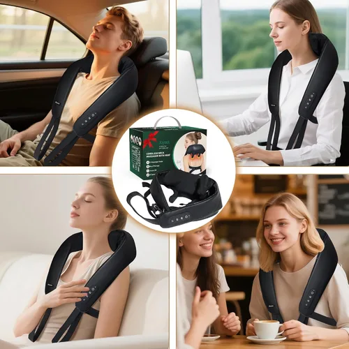 Vista 8 de Joyset Masajeador inalámbrico de cuello y hombros con calor, amasado Negro