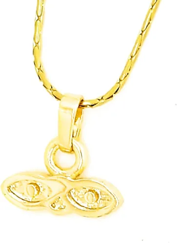 Vista 3 de 14kt GP Eyes Saint Lucky Charm Oro Acero Inoxidable & 18" Collar - Ojitos De Santa Lucia para Proteccion Dije y Cadena 18