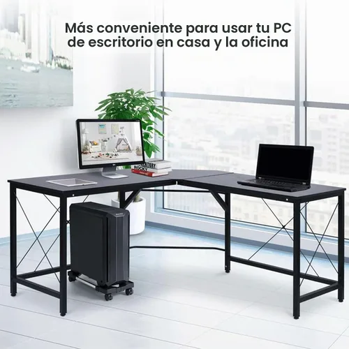 Vista 6 de Soporte de torre de computadora, Soporte de CPU móvil ajustable de Hmseng con 4 ruedas giratorias, Soporte de torre de PC para la mayoría de PC Negro