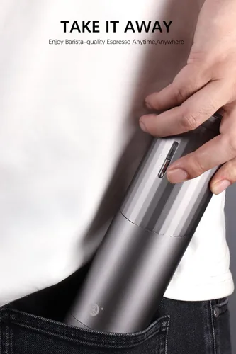 Vista 9 de Molinillos de café eléctricos, molinillo de rebabas portátil, capacidad de 1.76 oz con cubierta magnética, ajuste ajustable externo, cuerpo