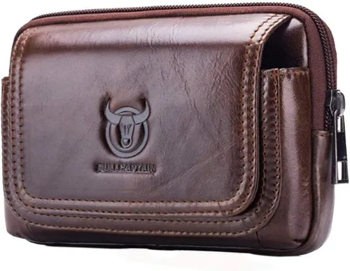 Vista 2 de Bolsa de cuero para cinturón de teléfono, bolsa horizontal para hombres, multiusos, con lazo, monedero, monedero, bolsa para teléfono celular