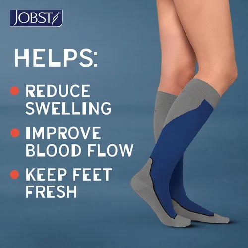 Vista 4 de JOBST Calcetines deportivos de compresión hasta la rodilla, 20-30 mmHg, negro/negro frío, talla S